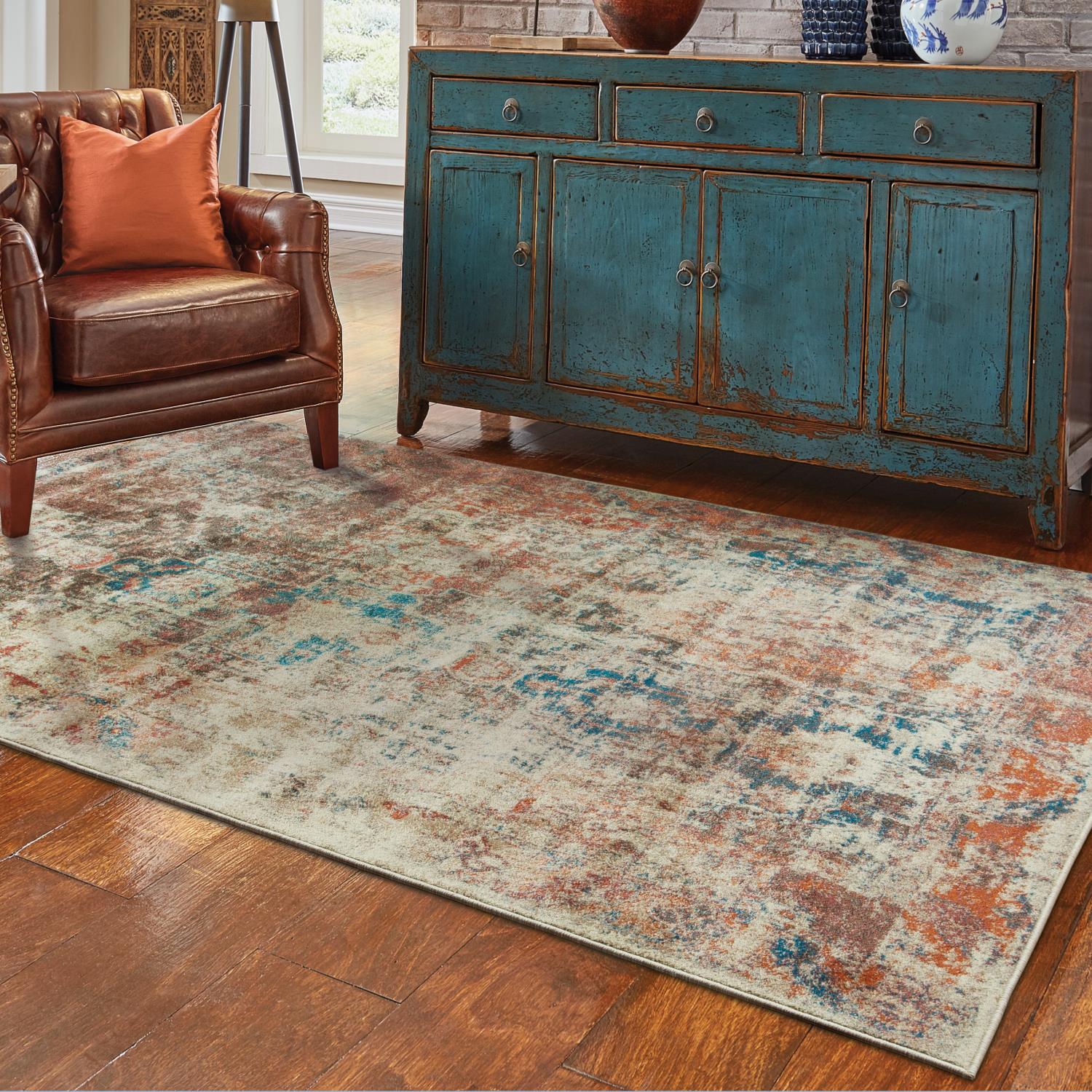 Pierce W521X6L Distressed Abstract Area Rug (7'10"X10'10")