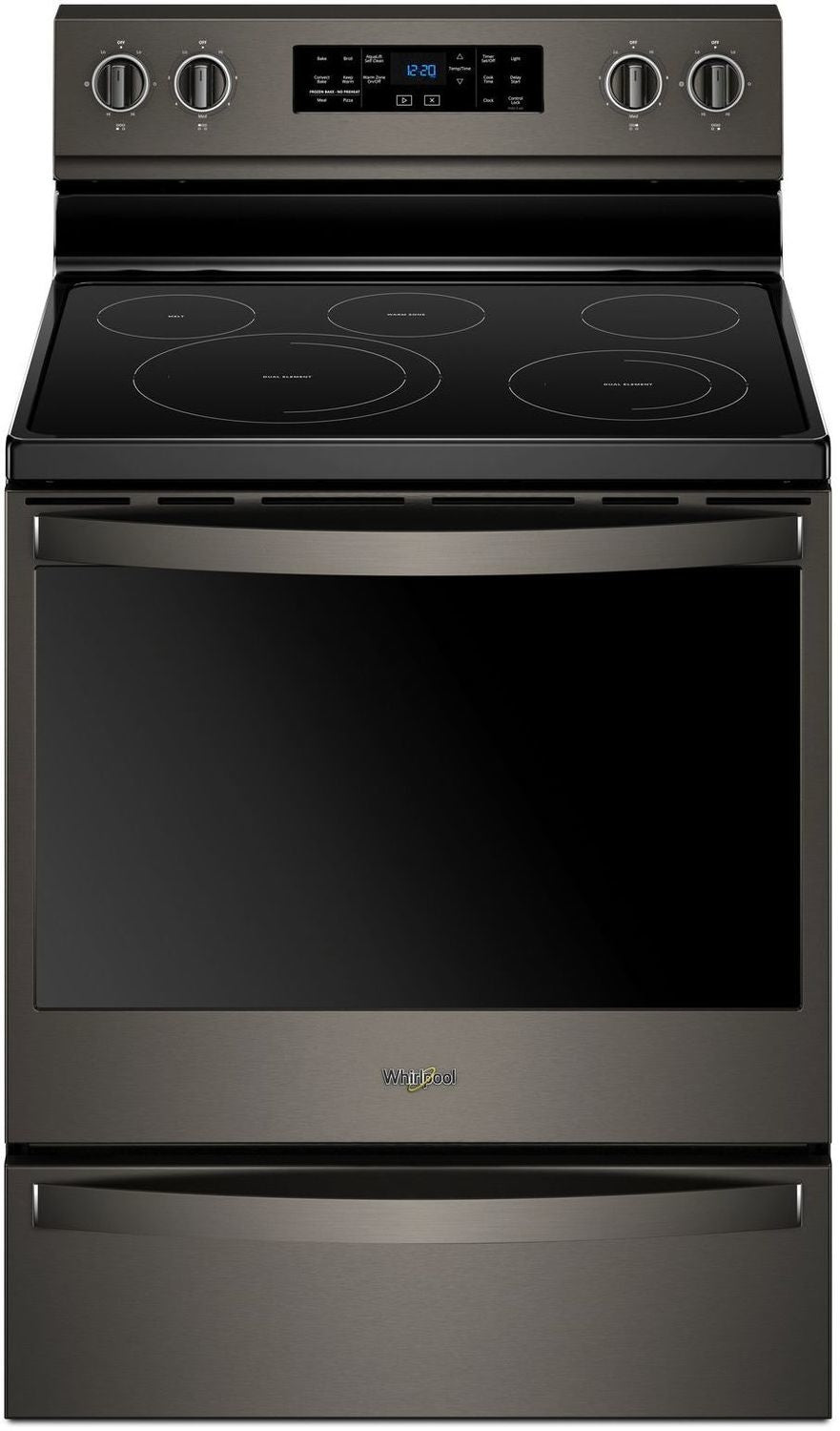 Whirlpool Black Stainless Steel Freestanding Electric Convection Range (6.4 Cu. Ft.) - YWFE775H0HV