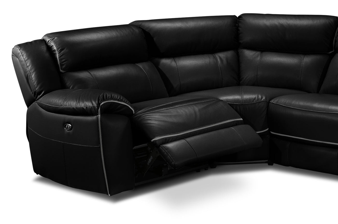 Holton Leather 5-Piece Sectional with Right-Facing Chaise - Black
