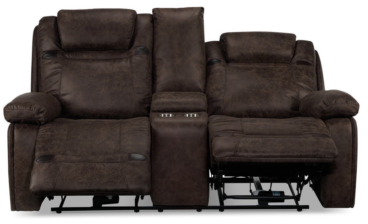Rebel Power Reclining Loveseat with Console - Brown