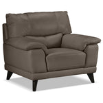 Braylon Leather Sofa and Chair Set - African Grey