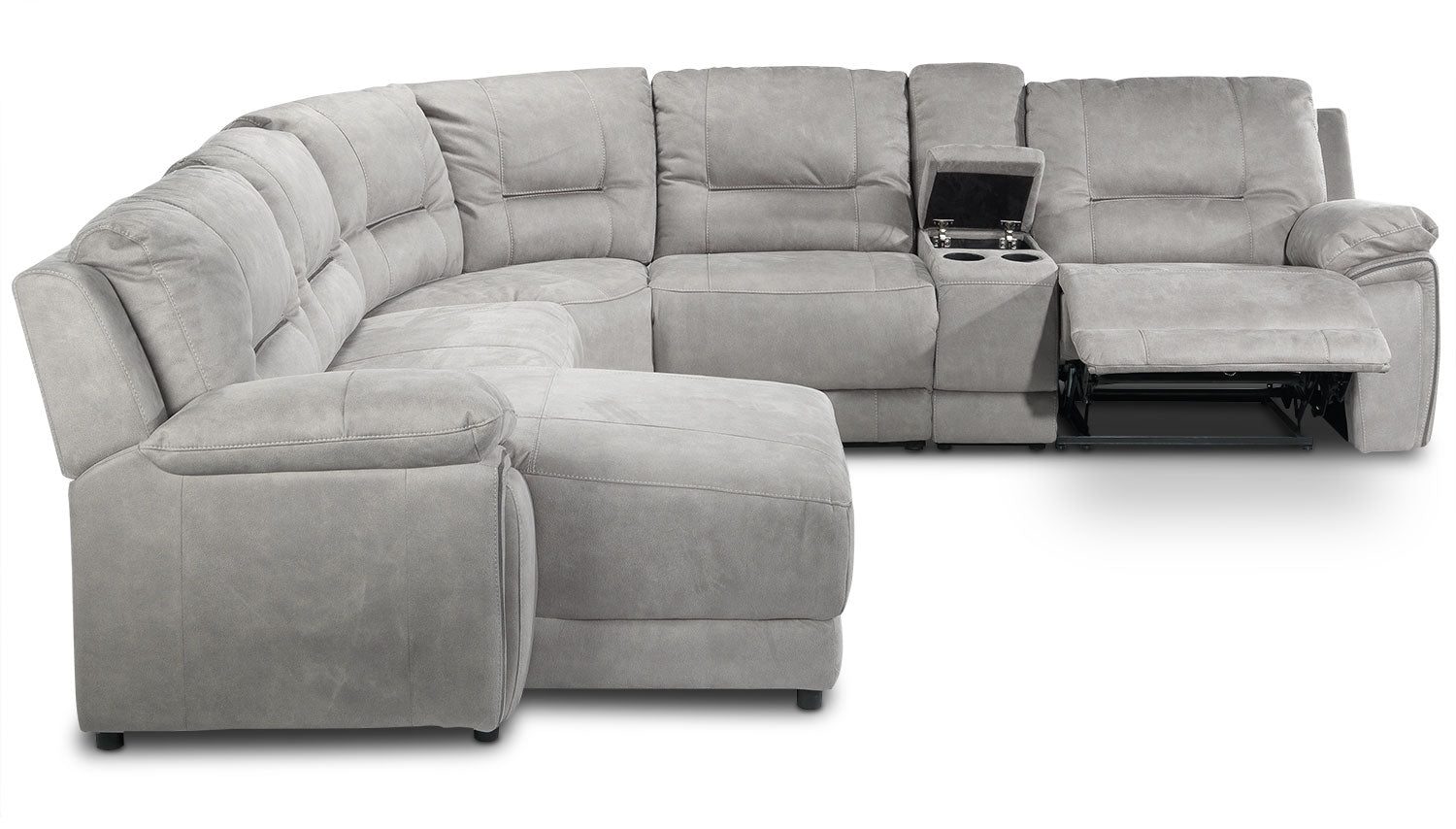 Pasadena 6-Piece Reclining Sectional with Left-Facing Chaise - Light Grey