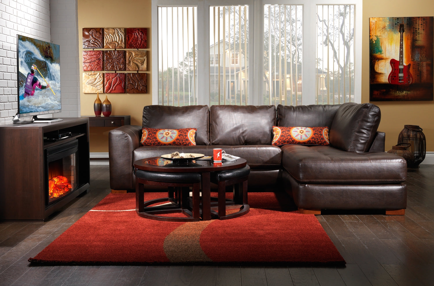 Emma Coffee Table w/ Four Ottomans - Espresso
