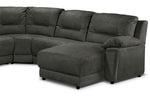 Pasadena 6-Piece Reclining Sectional with Right-Facing Chaise - Dark Grey
