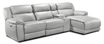 Holton Leather 4-Piece Sectional with Right-Facing Chaise - Grey