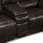 Dearborn Leather Power Reclining Sofa and Reclining Loveseat w/ Console Set - Blackberry