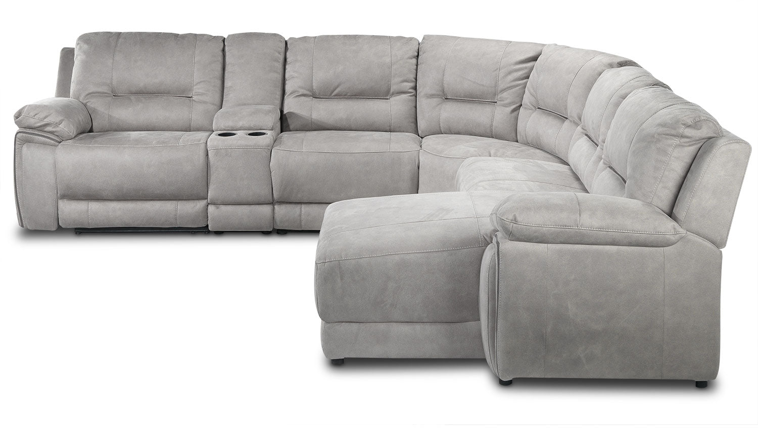 Pasadena 6-Piece Reclining Sectional with Right-Facing Chaise - Light Grey