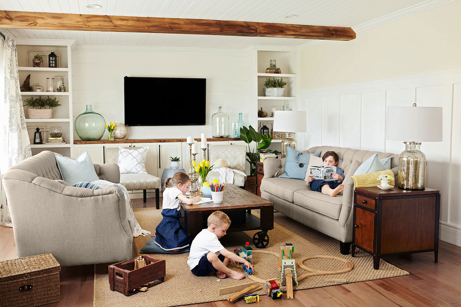 Pinebrook Coffee Table and Two End Tables - Distressed Natural Pine
