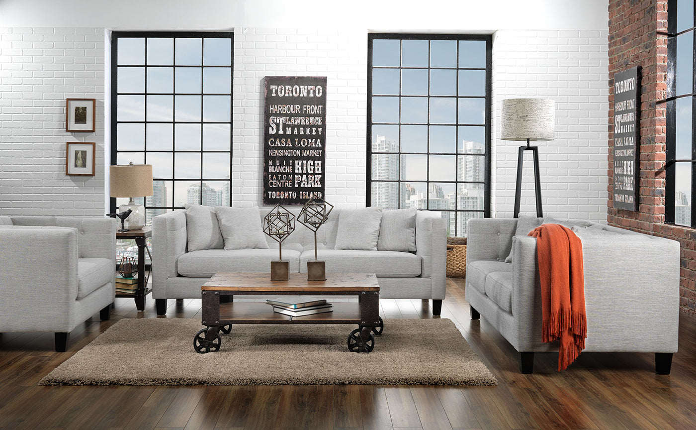 Astin Sofa, Loveseat and Chair and a Half Set - Grey