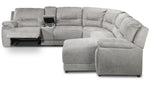 Pasadena 6-Piece Reclining Sectional with Right-Facing Chaise - Light Grey