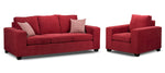 Fava Sofa and Chair Set - Red