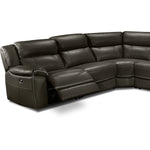Holton Leather 6-Piece Sectional with Right-Facing Chaise - Charcoal Grey
