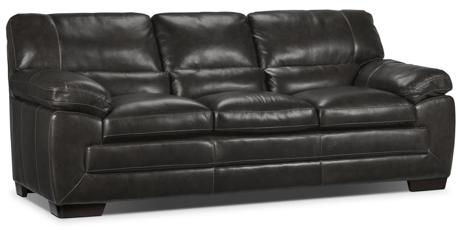 Amarillo Leather Sofa - Charcoal