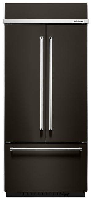 KitchenAid Réfrigérateur encastré 20,8 pi³ porte à 2 battants inox noir KBFN506EBS