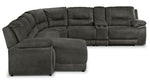 Pasadena 6-Piece Reclining Sectional with Left-Facing Chaise - Dark Grey