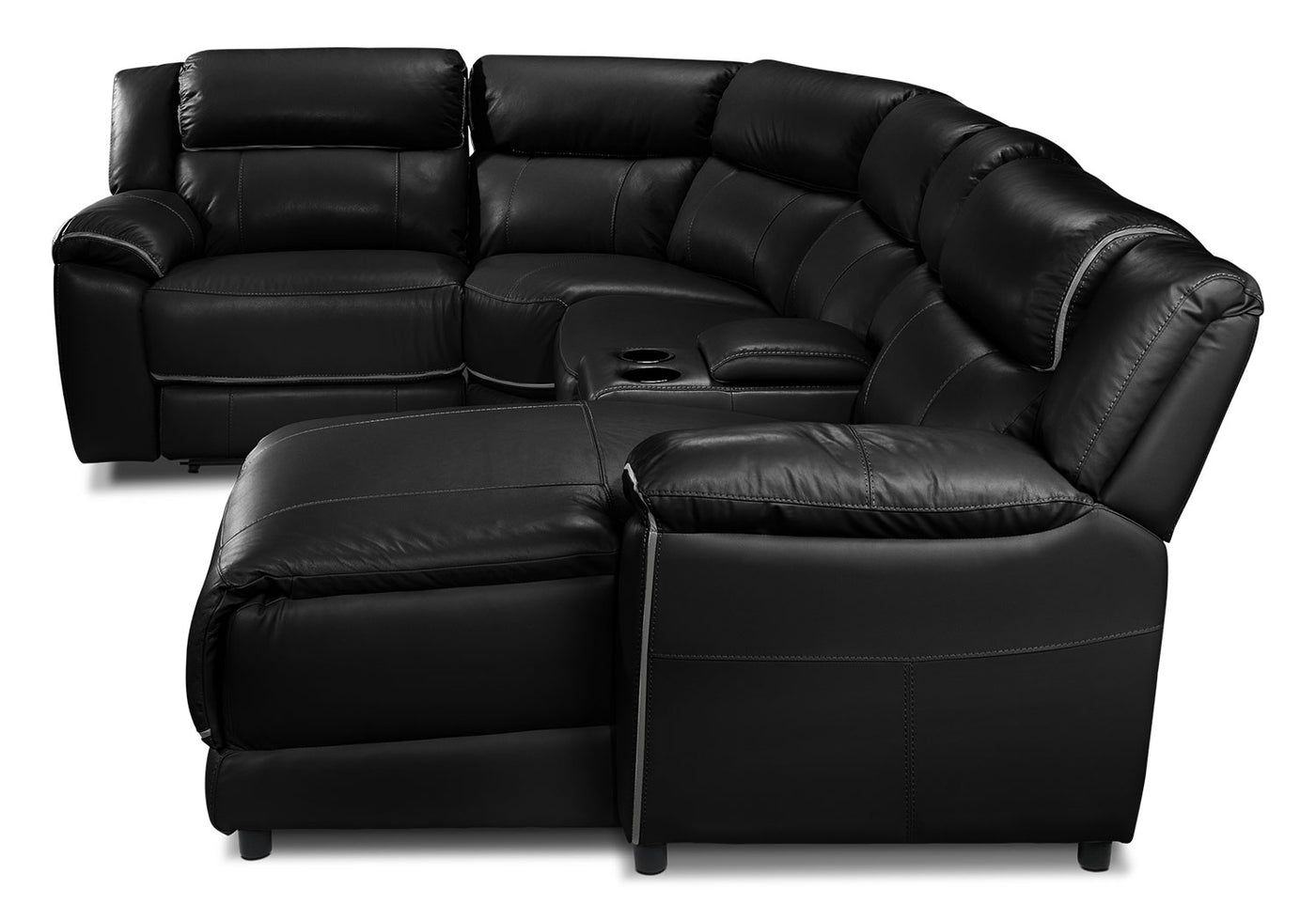 Holton Leather 5-Piece Sectional with Right-Facing Chaise - Black