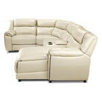 Holton Leather 5-Piece Sectional with Right-Facing Chaise - Pebble