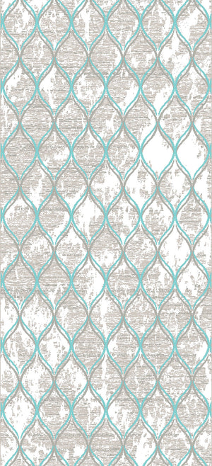 Treillis Tapis (8 pi X 11 pi) - bleu aqua et gris