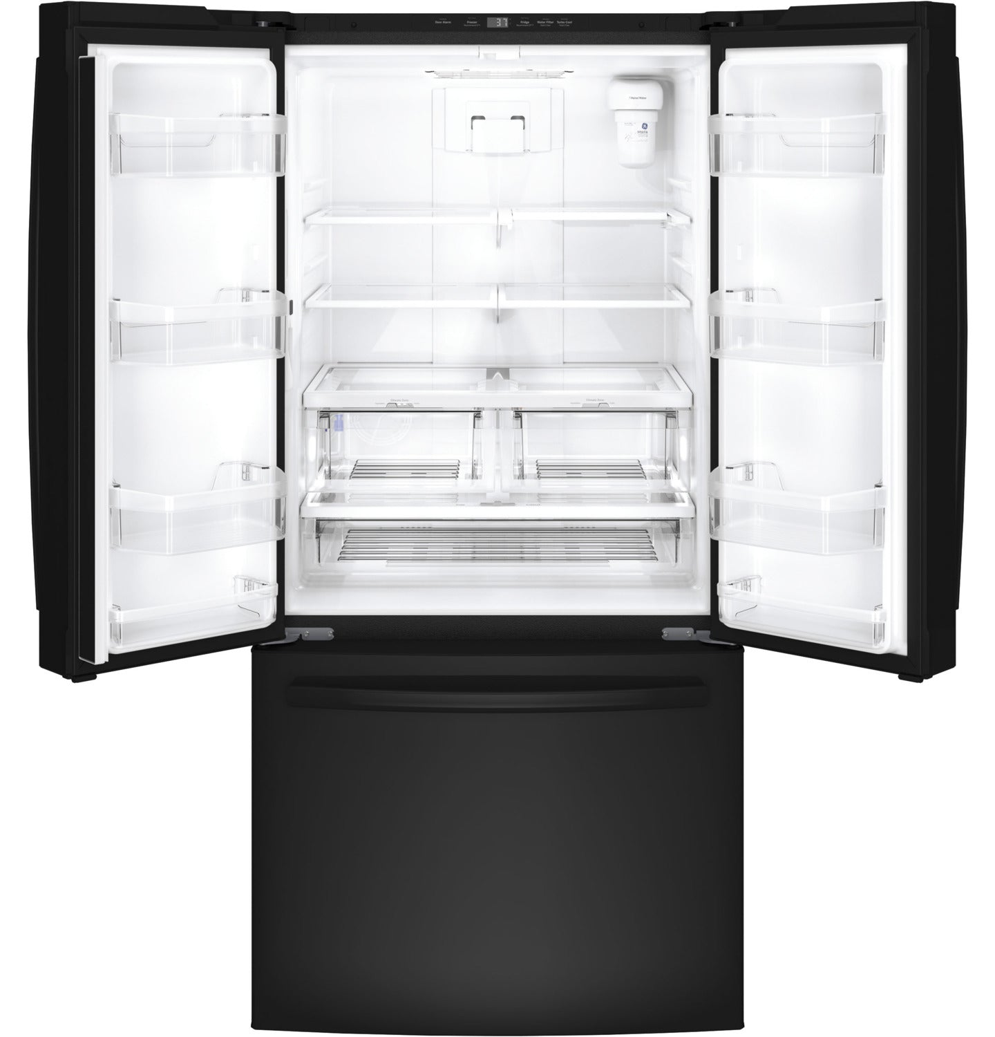 GE 32.75" 18.6 Cu. Ft. Black Counter-Depth French Door Refrigerator - GWE19JGLBB