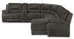 Pasadena 6-Piece Reclining Sectional with Right-Facing Chaise - Dark Grey