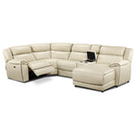 Holton Leather 5-Piece Sectional with Right-Facing Chaise - Pebble