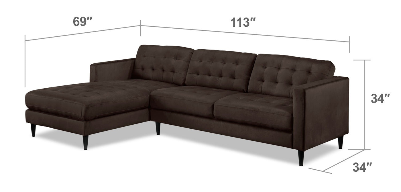 Paragon 2-Piece Sectional with Left-Facing Chaise - Dark Chocolate
