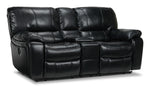 Santorini Power Reclining Loveseat with Console - Black