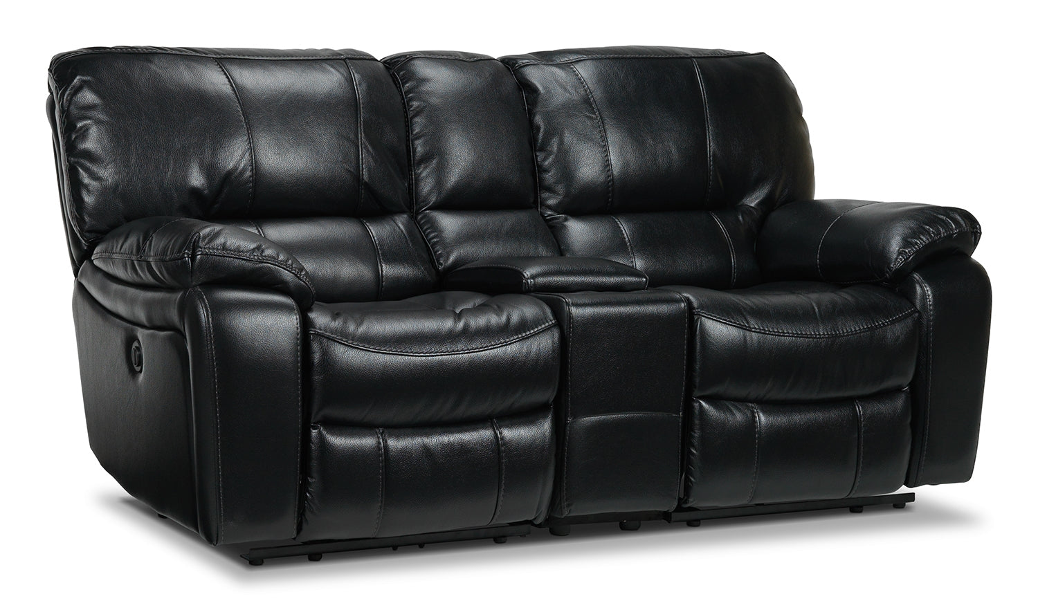 Santorini Power Reclining Loveseat with Console - Black