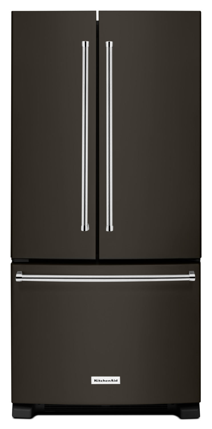 KitchenAid 36" 21.9 Cu. Ft. Black Stainless Steel Counter-Depth French Door Refrigerator - KRFC302EBS
